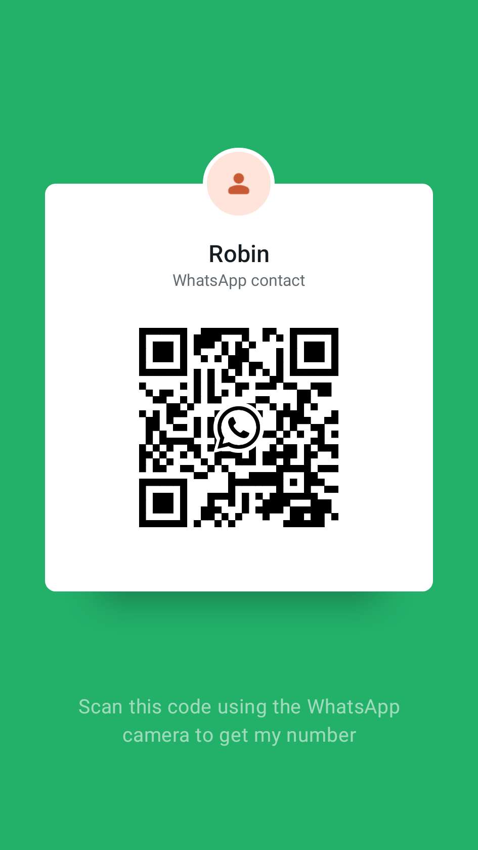 Robin's WhatsApp contact QR code
